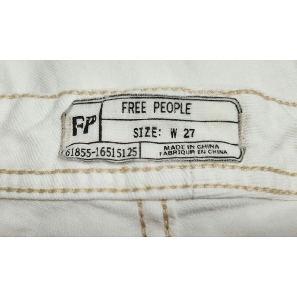 Free People Womens Distressed Skinny Jeans White Low-Rise Raw-Hem Ripped Size 27 - Picture 6 of 10